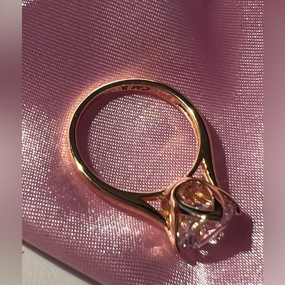 18k GP Large HIGH QUALITY CZ Solitaire Ring SZ 7.75 - Picture 14 of 14